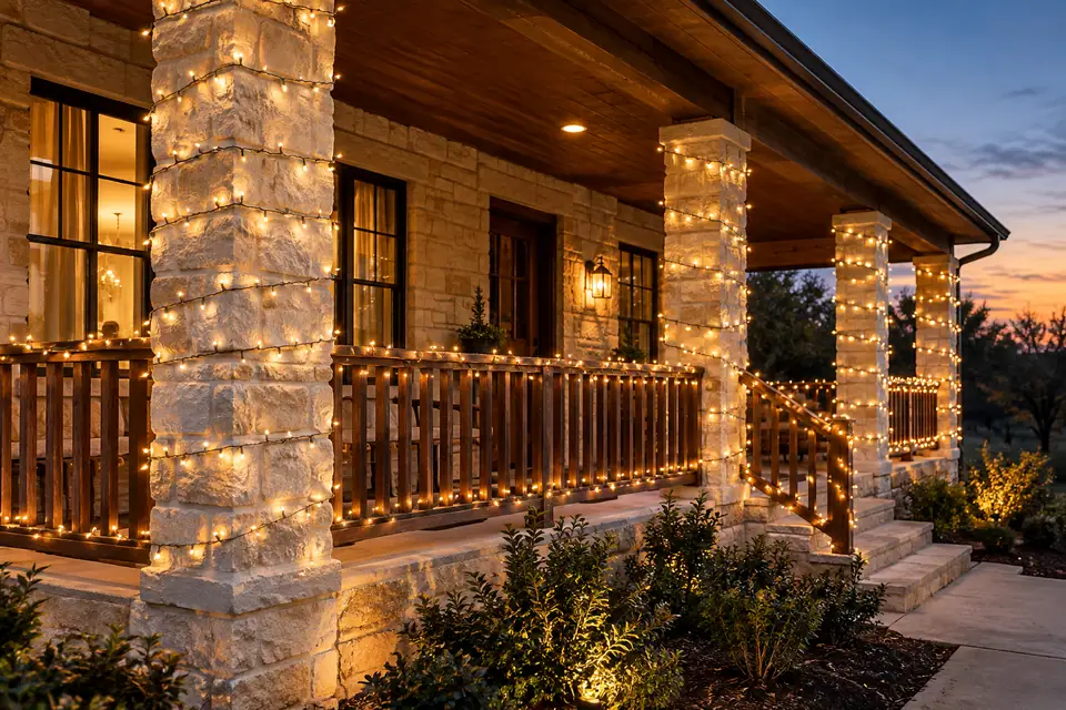 Column and Railing Wrapping concept for a Texas home